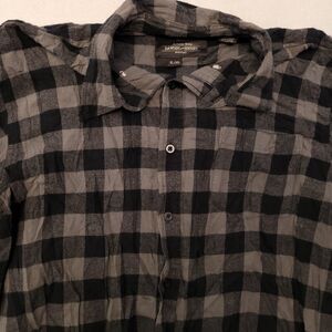 Dawson and Brooks Gingham Flannel Button Shirt Mens Size XL Gray Black